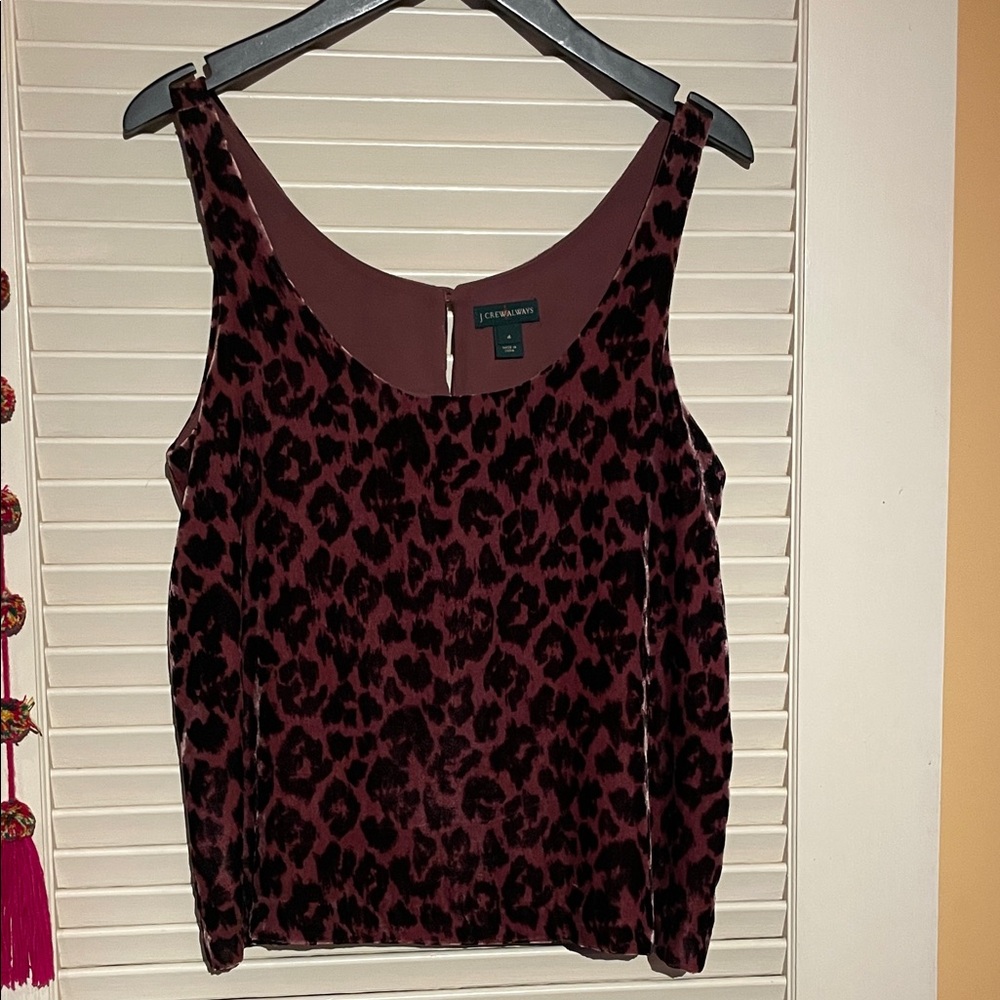 J. Crew burgundy / purple Animal Print Tank Top